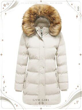 Women's Winter Long Puffer Parka Jacket Faux Fur Hood Water Resistant